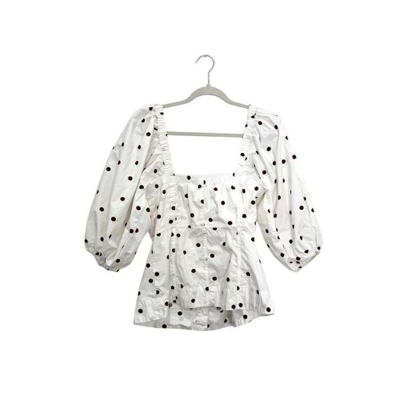 GANNI Polka Dot Puff Sleeve Top - Picture 8 of 11